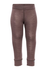 Bruna atletiska tights gjorda av ett strukturerat tyg med en åtsittande design, som har en midjeresår och tajta muddar vid anklarna.
