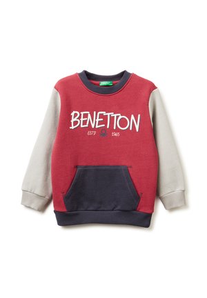 CREWNECK BRUSHED NECK CUFFS AND HEM POUCH POCKET FRONT PRINT REGULAR FIT - Sweater - red
