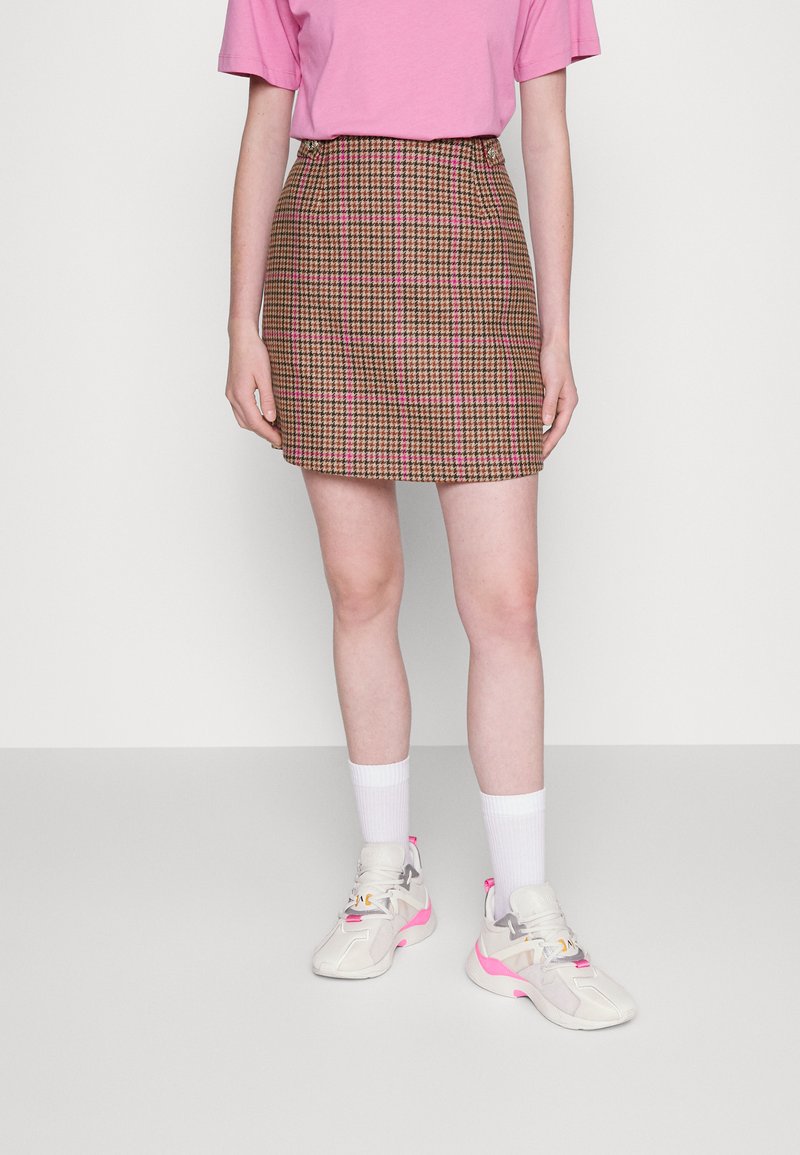 Tommy Hilfiger CHECK SHORT SKIRT Mini skirt magenta/brown Zalando