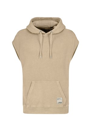 KAPUZEN MIT KÄNGURUTASCHE - Print T-shirt - beige