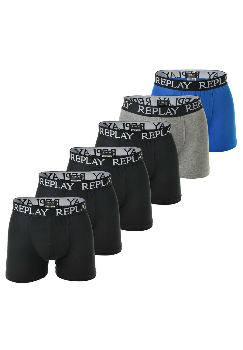 Replay 6ER PACK LOGO EINFARBIG - Boxer brief - schwarz schwarz grau blau