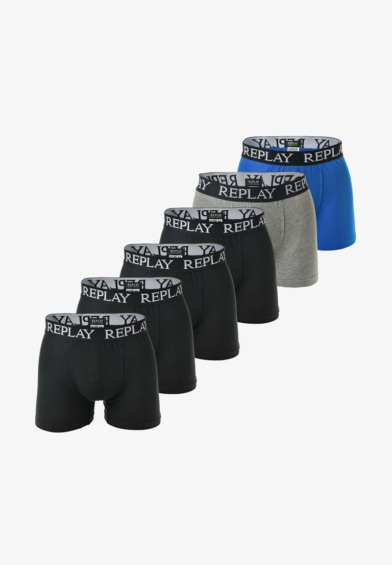 Replay 6ER PACK LOGO EINFARBIG - Boxer brief - schwarz schwarz grau blau