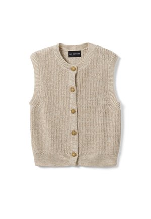 Les Copains, KNITTED GILET WITH CREW NECK, REGULAR FIT - Chaleco - white beige