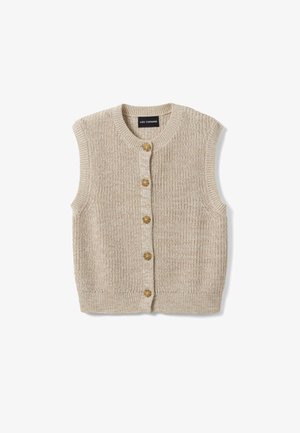 Les Copains, KNITTED GILET WITH CREW NECK, REGULAR FIT - Chaleco - white beige