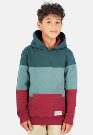 HOODED 3C BLOCK - Hoodie - racing green/bordeaux