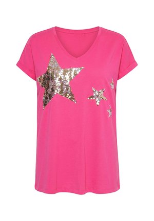Angel of Style, T-SHIRT, KOMFORT FIT, PAILLETTEN-STERNEN - T-Shirt print - hibiscus pink