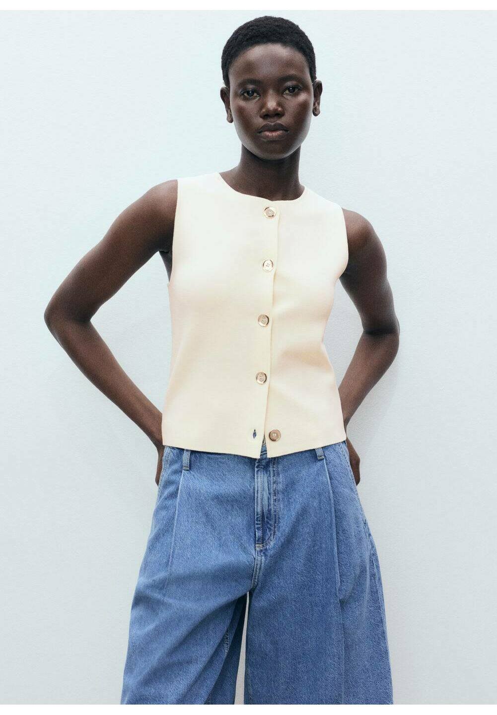 Punto Fino Chalecos Punto Mango Chaleco Punto Fino Mujer MANGO