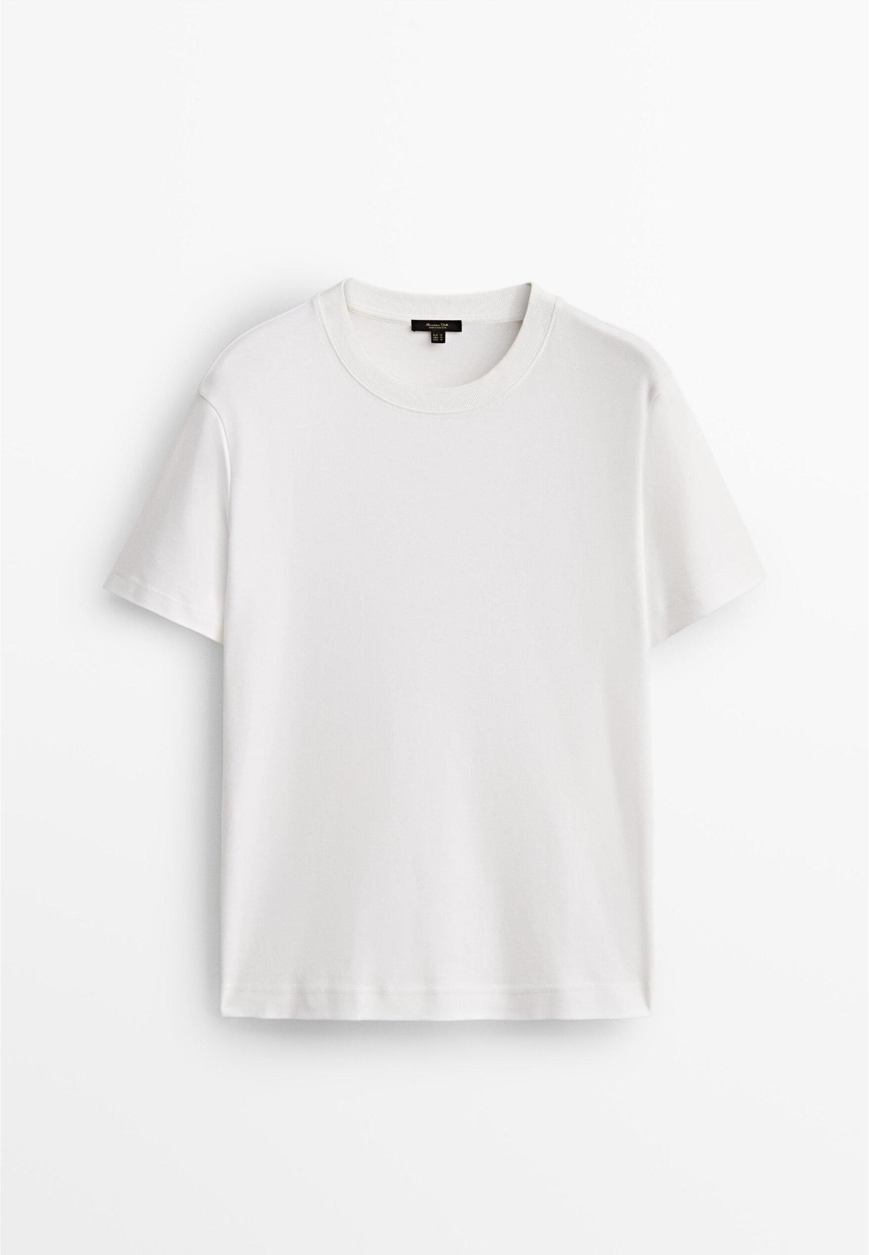 Massimo Dutti Basic T-shirt - white - Zalando