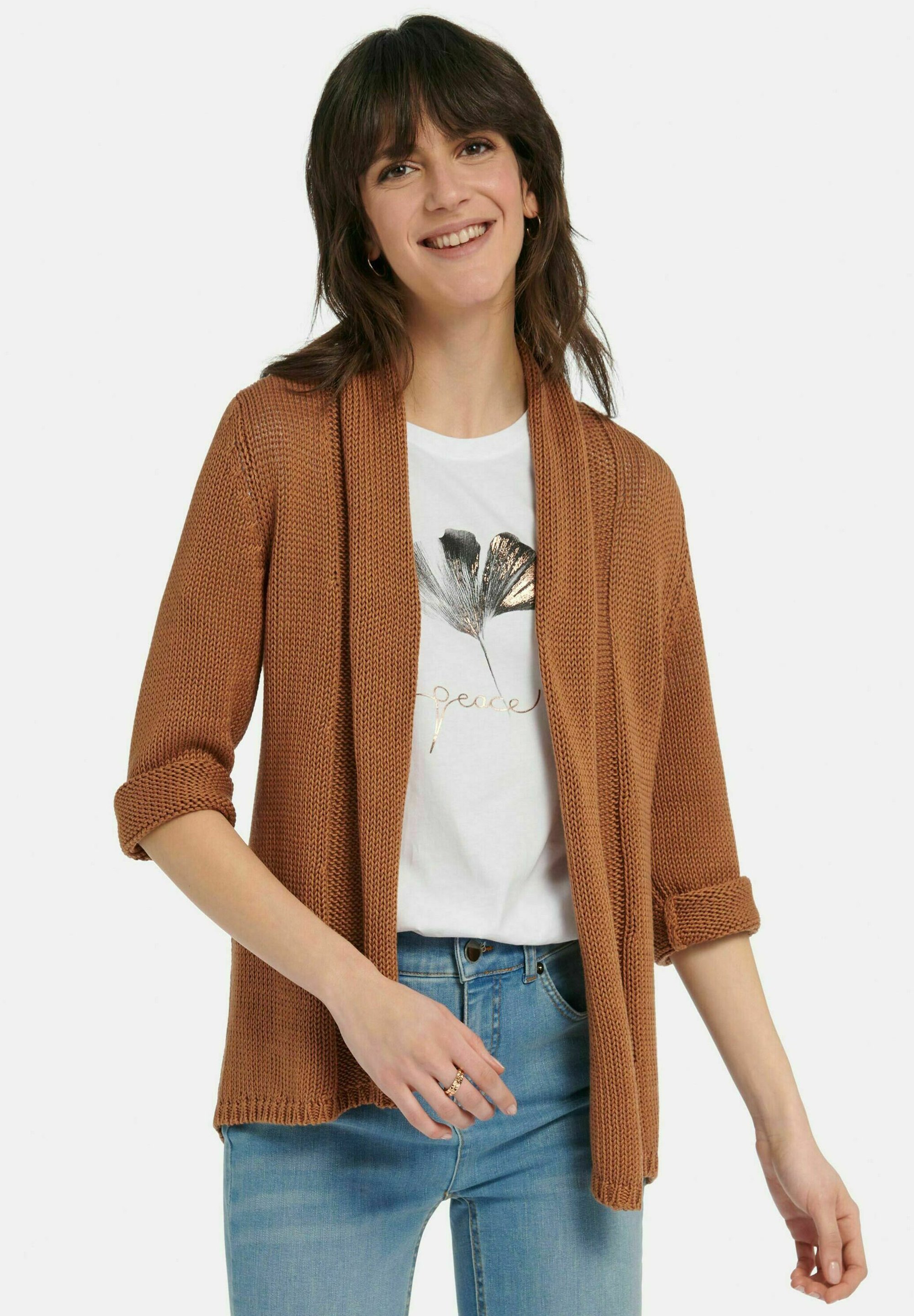 Strickjacke Damen Cognac Braun Strickjacke Cardigan Cognac Damen