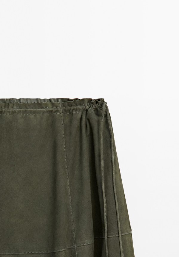 WITH GATHERED DETAIL - A-line skirt - khaki3