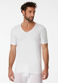 Schiesser V-AUSSCHNITT KURZARM UNI 4ER PACK - Undershirt - schwarz weiß
