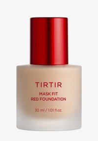 TIRTIR Maske Fit Rote Foundation in einer frosted Glasflasche mit einem glänzenden roten Deckel. Das Etikett zeigt den Produktnamen und das Volumen in schwarzem Text.