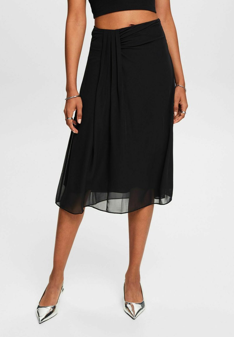 Esprit - DRAPED MIDI - A-linjainen hame - black, Suurenna