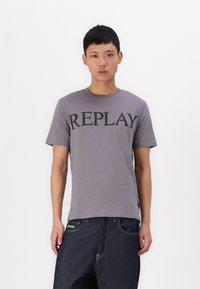 Replay T-shirt con stampa - lead grey