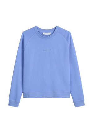 Himmelblaues Sweatshirt aus weichem Baumwollmix, mit Rundhalsausschnitt, Raglanärmel und einem kleinen Logo auf der Vorderseite.