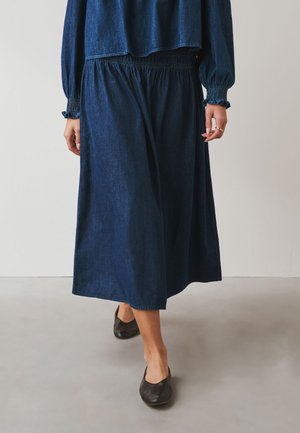 Next TALL FIT - SHIRRED WAIST - Jupe trapèze - denim dark blue