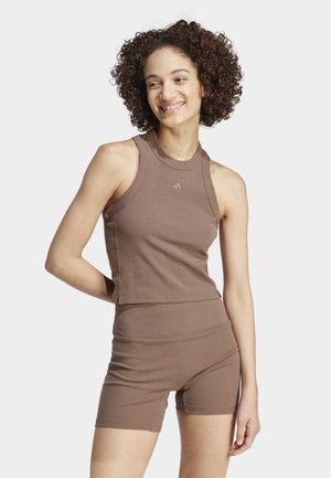 adidas Sportswear LOUNGE RIBBED CROP TANK - Top - earth strata