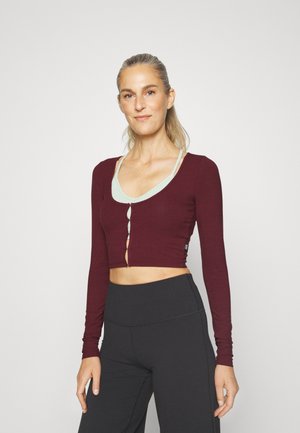 ACTIVE CROP LONG SLEEVE CARDIGAN - Long sleeved top - burgandy