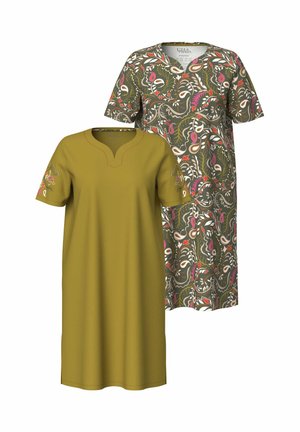 BIG 2ER-PACK, PAISLEY V-AUSSCHNITT HALBARM - Chemise de nuit / Nuisette - olive gray