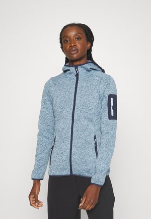 WOMAN JACKET FIX HOOD - Fleece jacket - cristall blue/blue ink