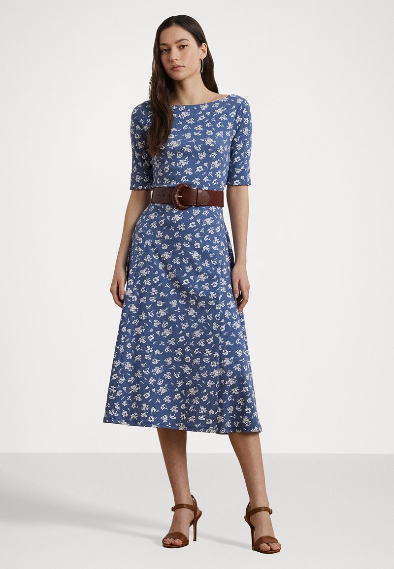 Lauren Ralph Lauren Floral Stretch Cotton Midi Dress - Jersey dress -  blue/dark blue - Zalando.ie