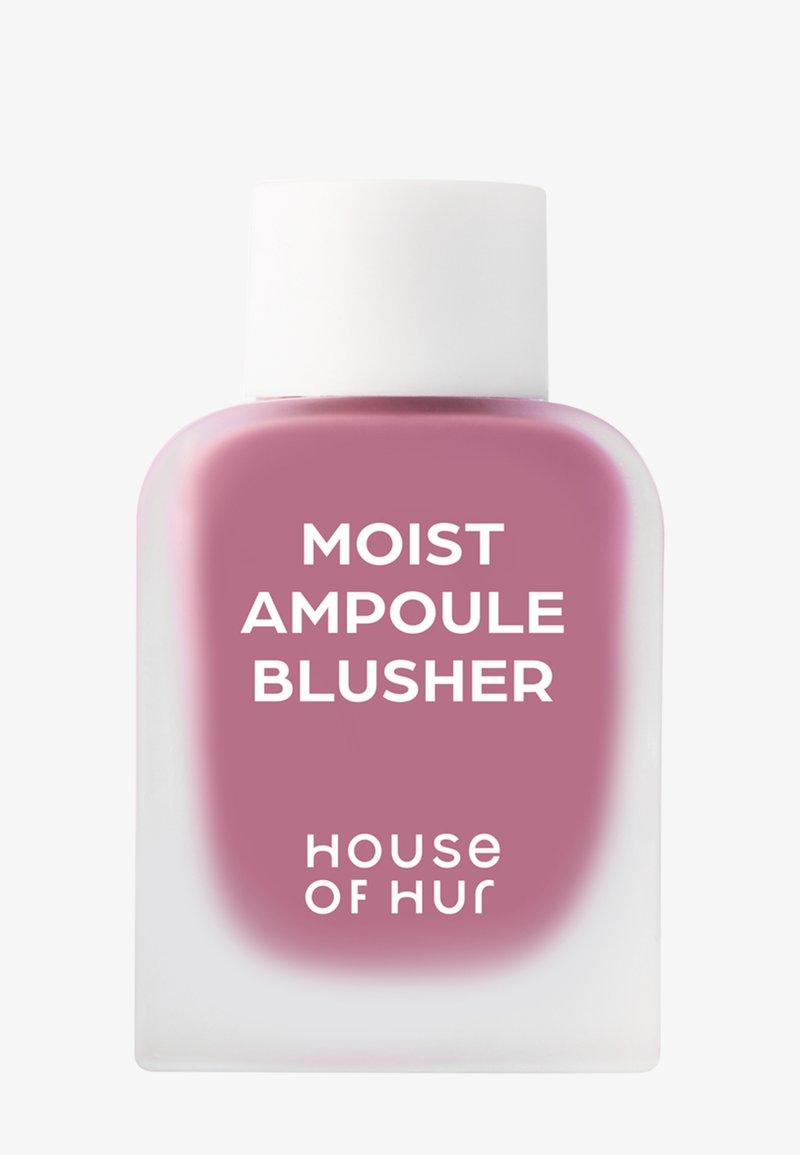 Liten flaske med rosa fuktgivende ampull rouge med hvit kork merket House of Hur på hvit bakgrunn.