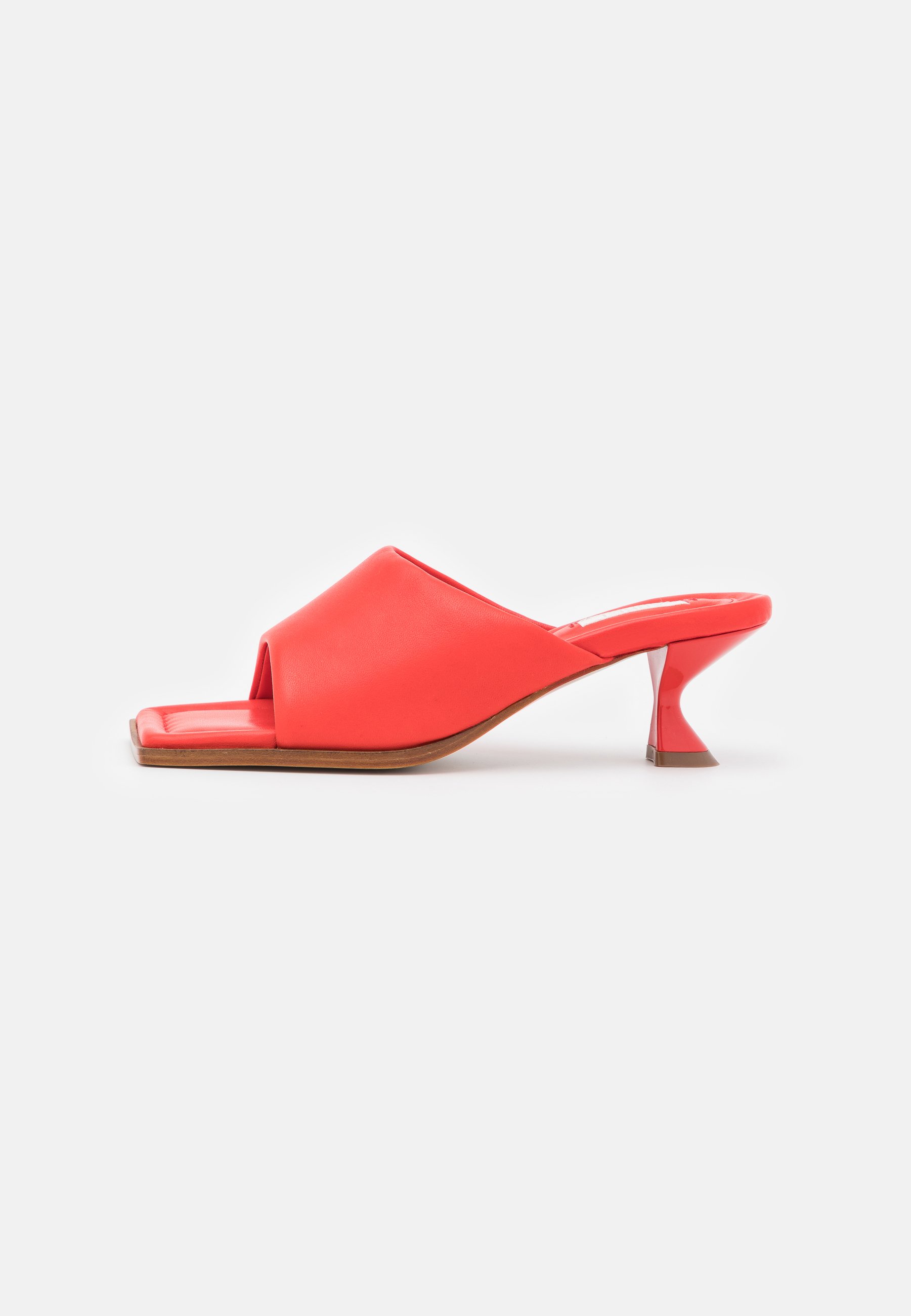 red heeled mules