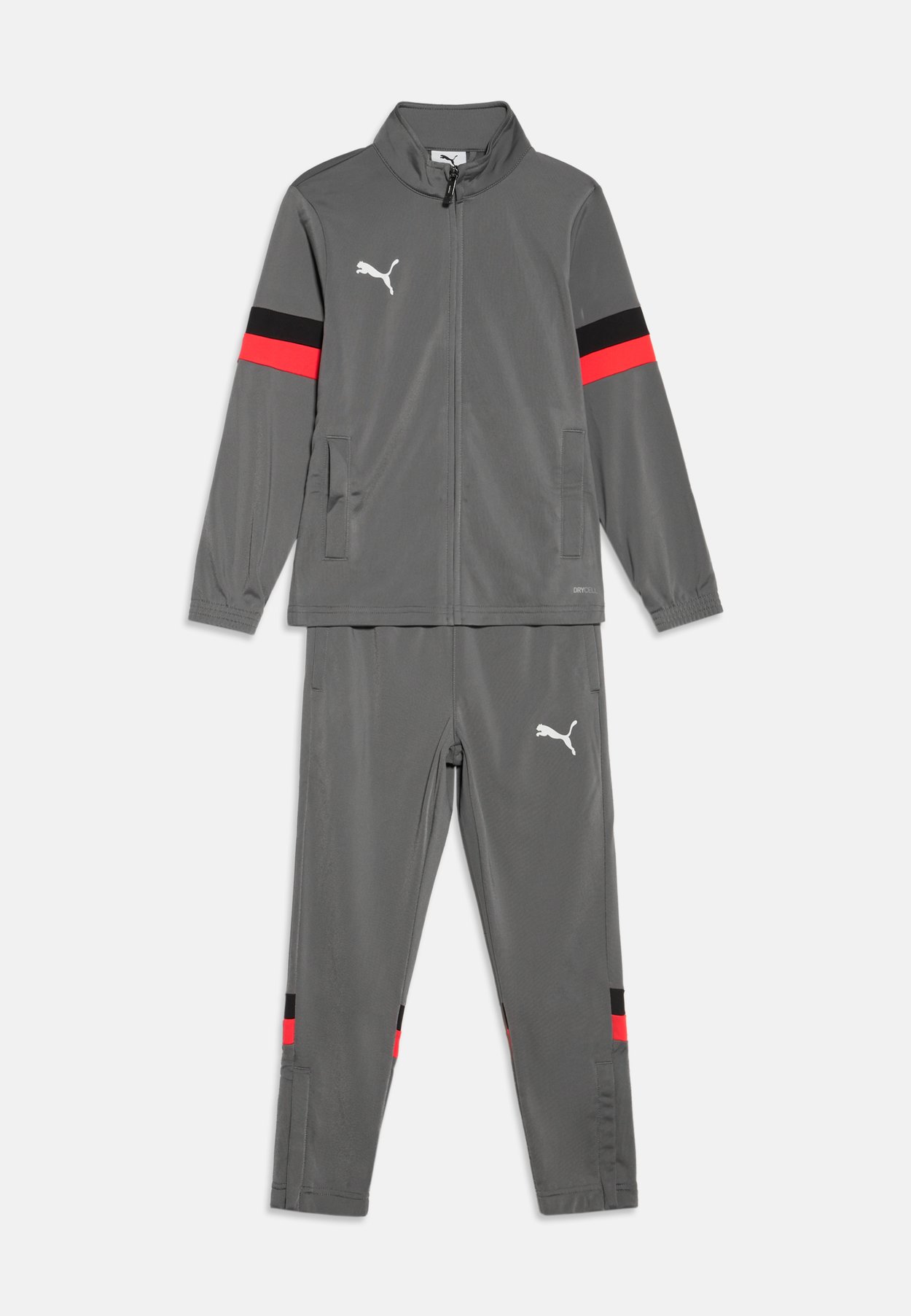 PUMA INDIVIDUALRISE UNISEX SET - Tracksuit - flat medium gray/ white/ ultra red