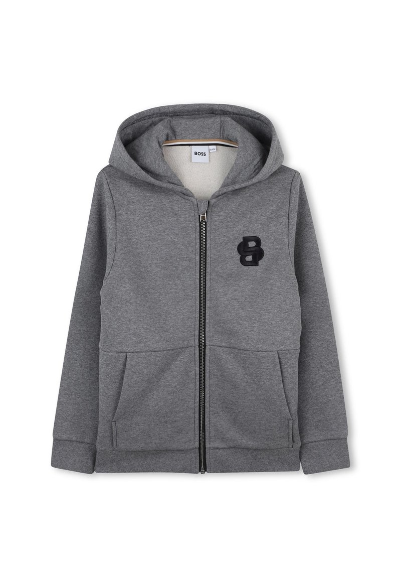 BOSS Kidswear Sweater met rits grijs gemêleerd