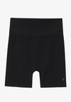 HIGH RISE SEAMLESS RIB BOOTY SHORTS WITH CONTRAST PANEL - Tajice - black