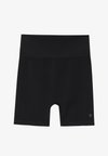 HIGH RISE SEAMLESS RIB BOOTY SHORTS WITH CONTRAST PANEL - Tights - black