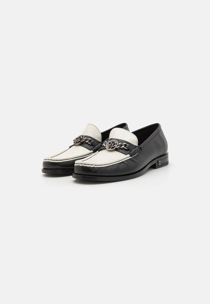 Roberto Cavalli Black and White Leather Loafers Black Patent Leather Monogram Loafers – Maison-B-More Global  main image 4