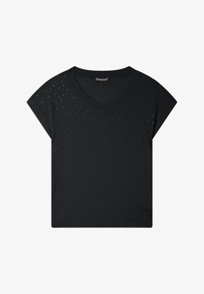 Freddy CON BORCHIE E SCOLLO A V - Camiseta estampada - anthracite