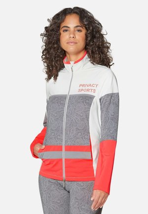 Sweater met rits - neon red   pale grey   multicolor
