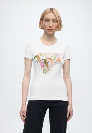 Guess, PALM TRIANGLE TEE - T-Shirt print - pure white