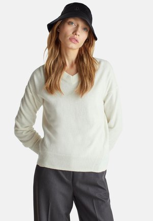 V-NECK - Maglione - white