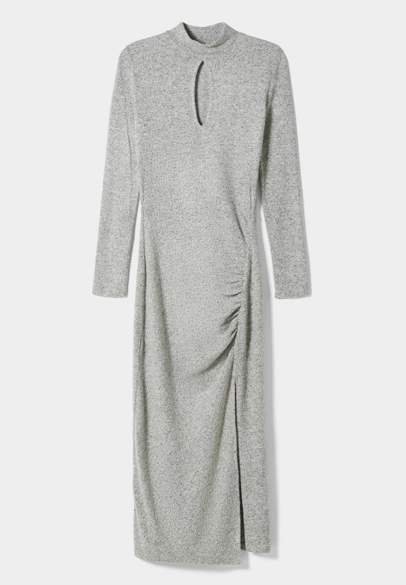 Bershka Gebreide jurk grijs gemêleerd Bershka Gebreide jurk grijs gemêleerd