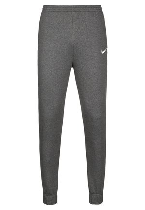 Mørkegrå taperede sweatpants med elastisk talje og manchetter, med et lille hvidt Nike-logo på øverste venstre lår.