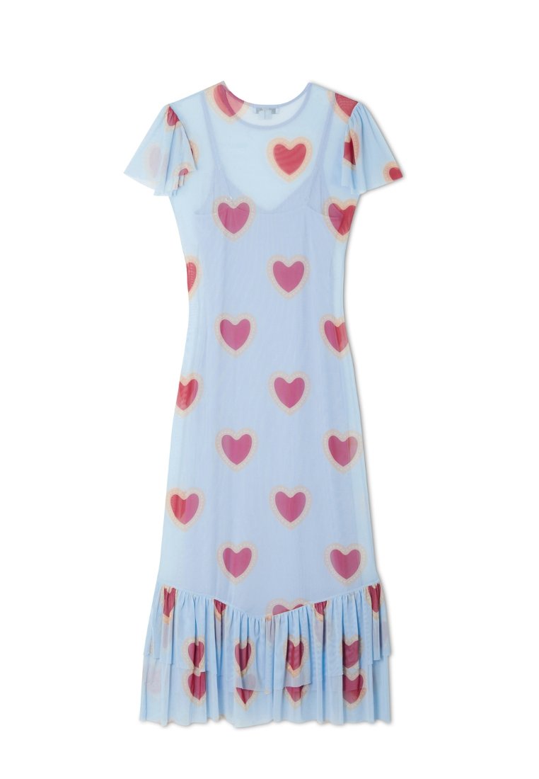 blue dress with white hearts Never Fully Dressed BABY HEART KATIE MESH - Maxi dress Royal Blue Contrast Turquoise it offers both style Dress style:Gown + Veil FBDPA_LowStock