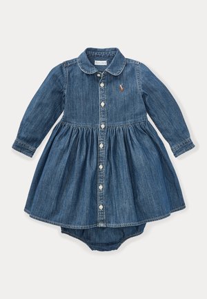 Polo Ralph Lauren, SHIRRED DENIM SHIRTDRESS & BLOOMER - Denimové šaty - indigo