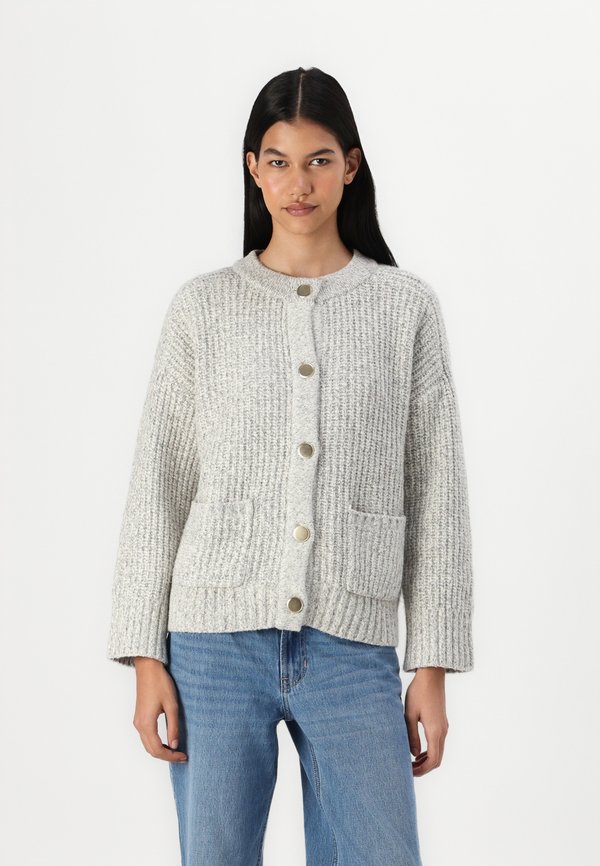 Relaxed Hardware Crew Cardigan - Cardigan - light snowy
