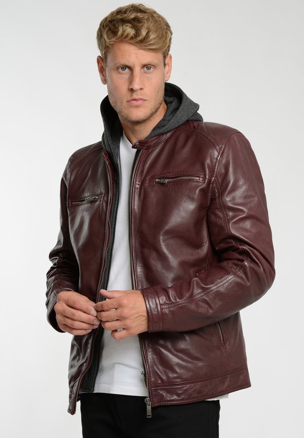 Lederjacke - bordeaux
