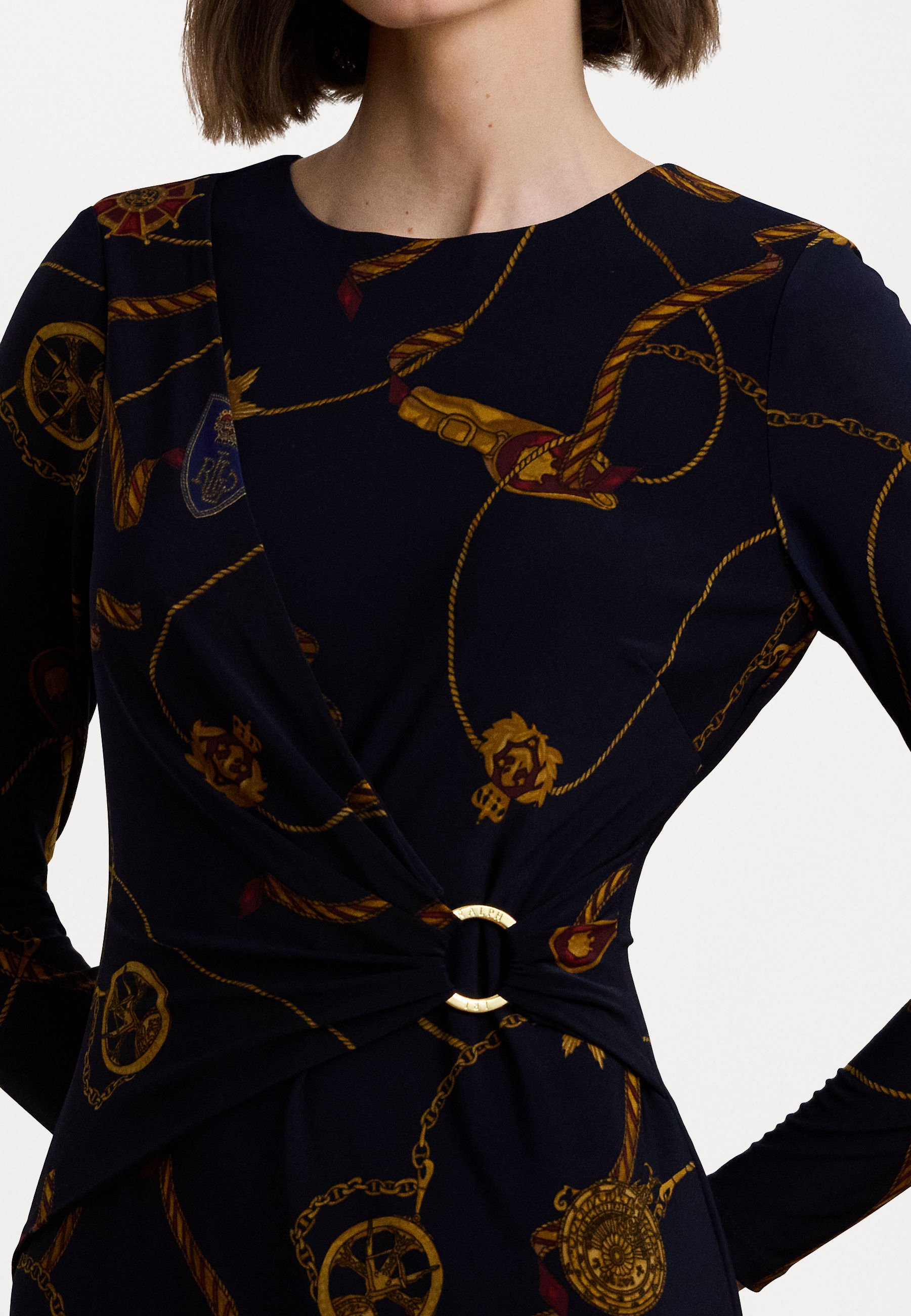 Lauren Ralph Lauren PRINT JERSEY THREE QUARTER SLEEVE DRESS