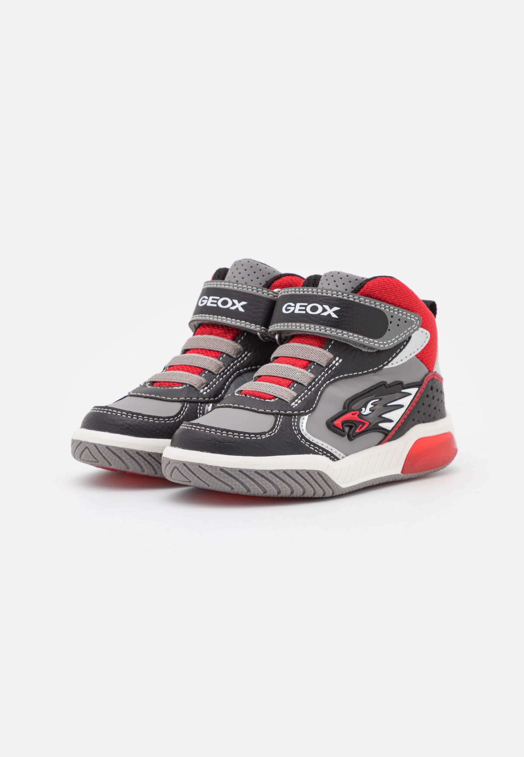 Geox INEK BOY - Baskets montantes - grey/red/gris - ZALANDO.FR