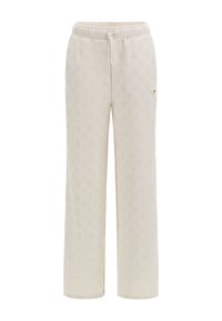 Crèmekleurige sweatpants van zachte stof, met een subtiel all-over patroon en een elastische tailleband met een trekkoord. Logo-accent aan de zijkant.
