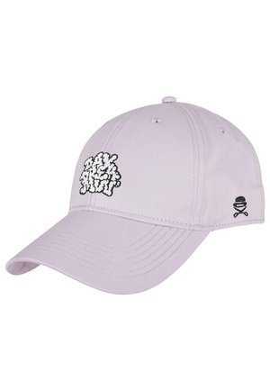 Light purple cap with a curved brim, featuring black embroidered graphic on the front and a black accent near the brim.