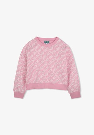 Sweatshirt rose cropped arborant un motif KENZO répété. Fabriqué en tissu doux avec des poignets et un ourlet côtelés.