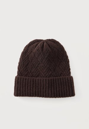 ONLY, ONLKATE LIFE KNIT W/O POM BEANIE ACC - Плетена шапка - dark brown