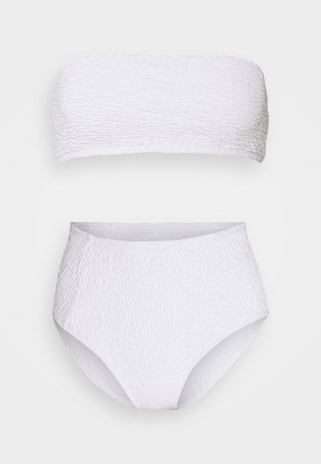 BANDEAU AND HIGH LEG HIGH WAIST BRIEF SET - Bikini - white