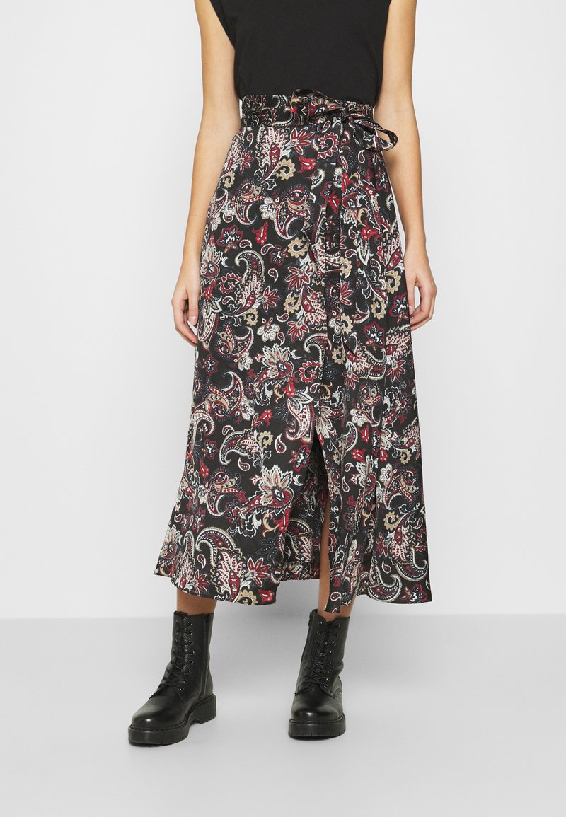 Replay SKIRTS - Jupe longue - black/sand/natural white/red ...